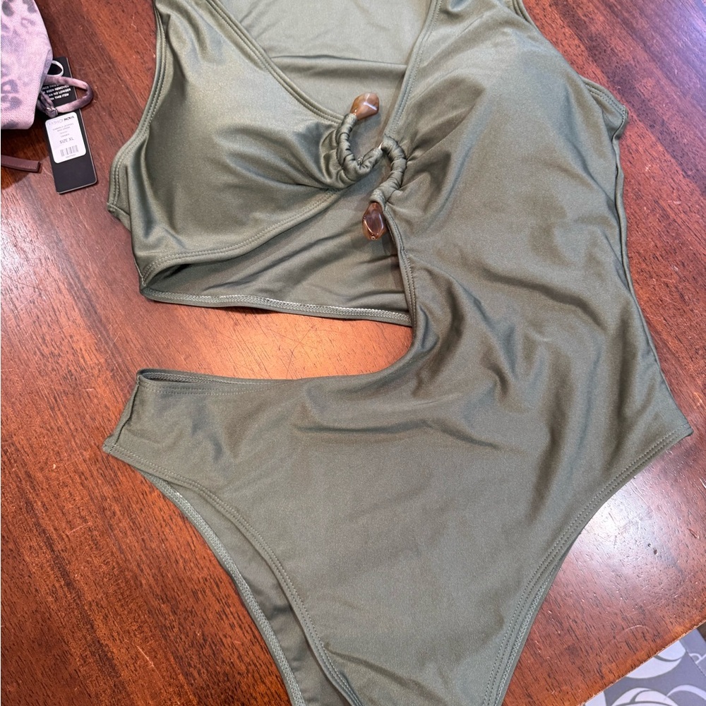 Fashion Nova Olive Green Swimwear